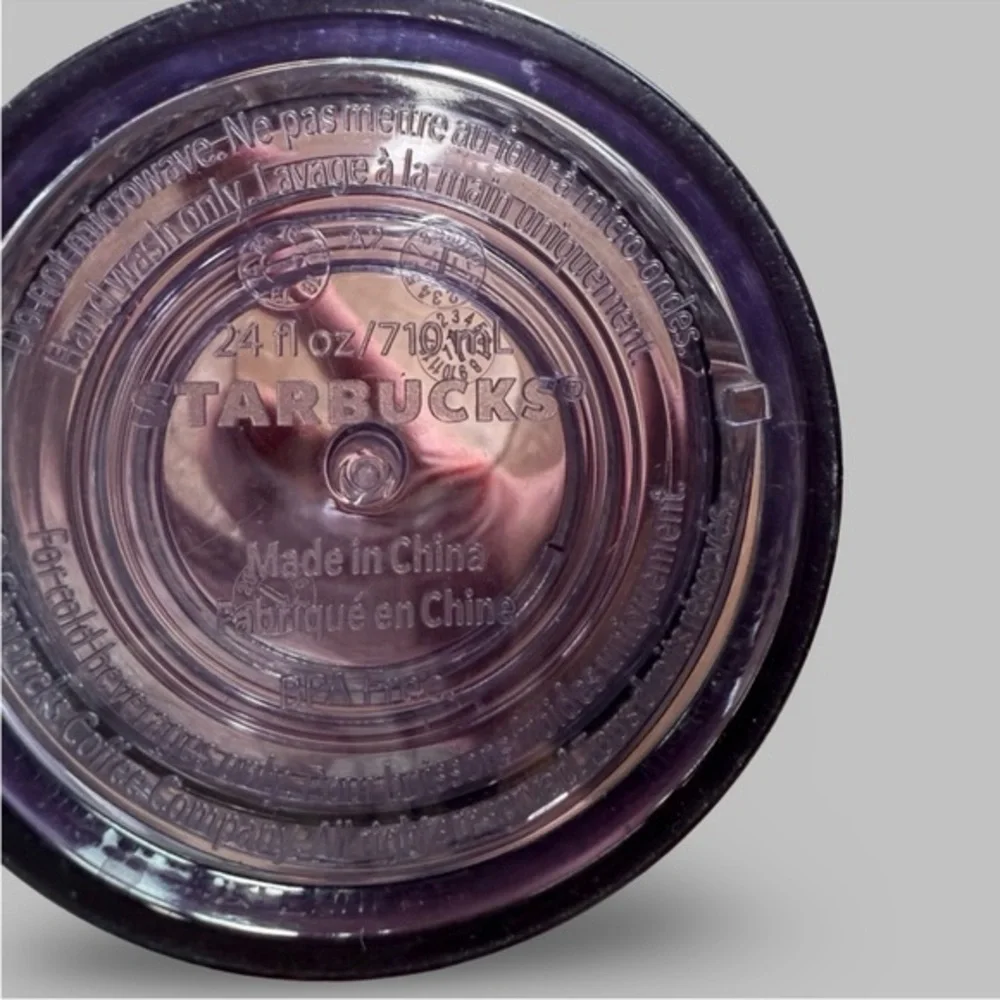 Starbucks 2017 Lavender Floral Iridescent Stainless Steel Cold Cup 24 oz Venti